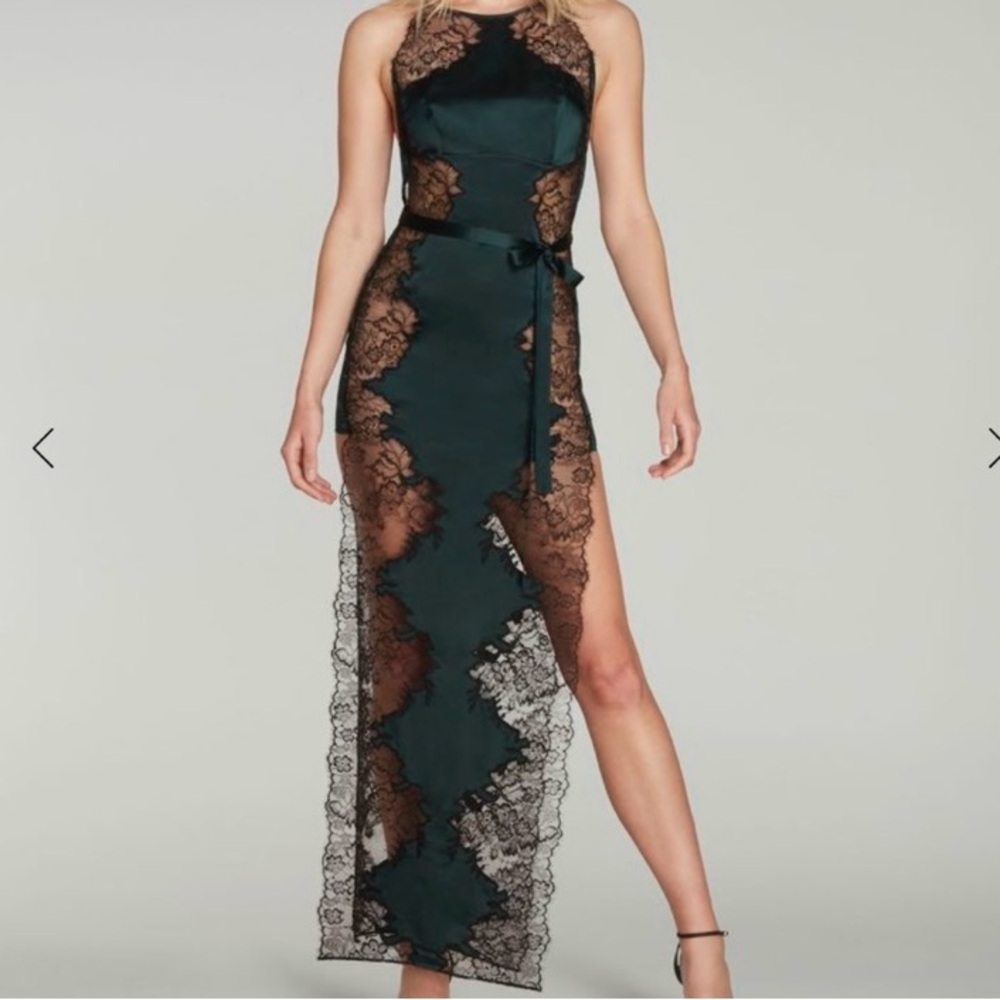 Elegant Lace Overlay Evening Dress